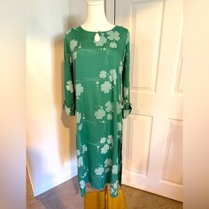 Green Floral Long Sleeve Dress
